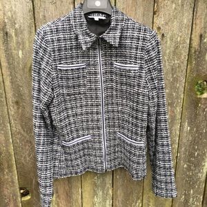 Cabi Womens Blazer Size 10 Black White Plaid Large